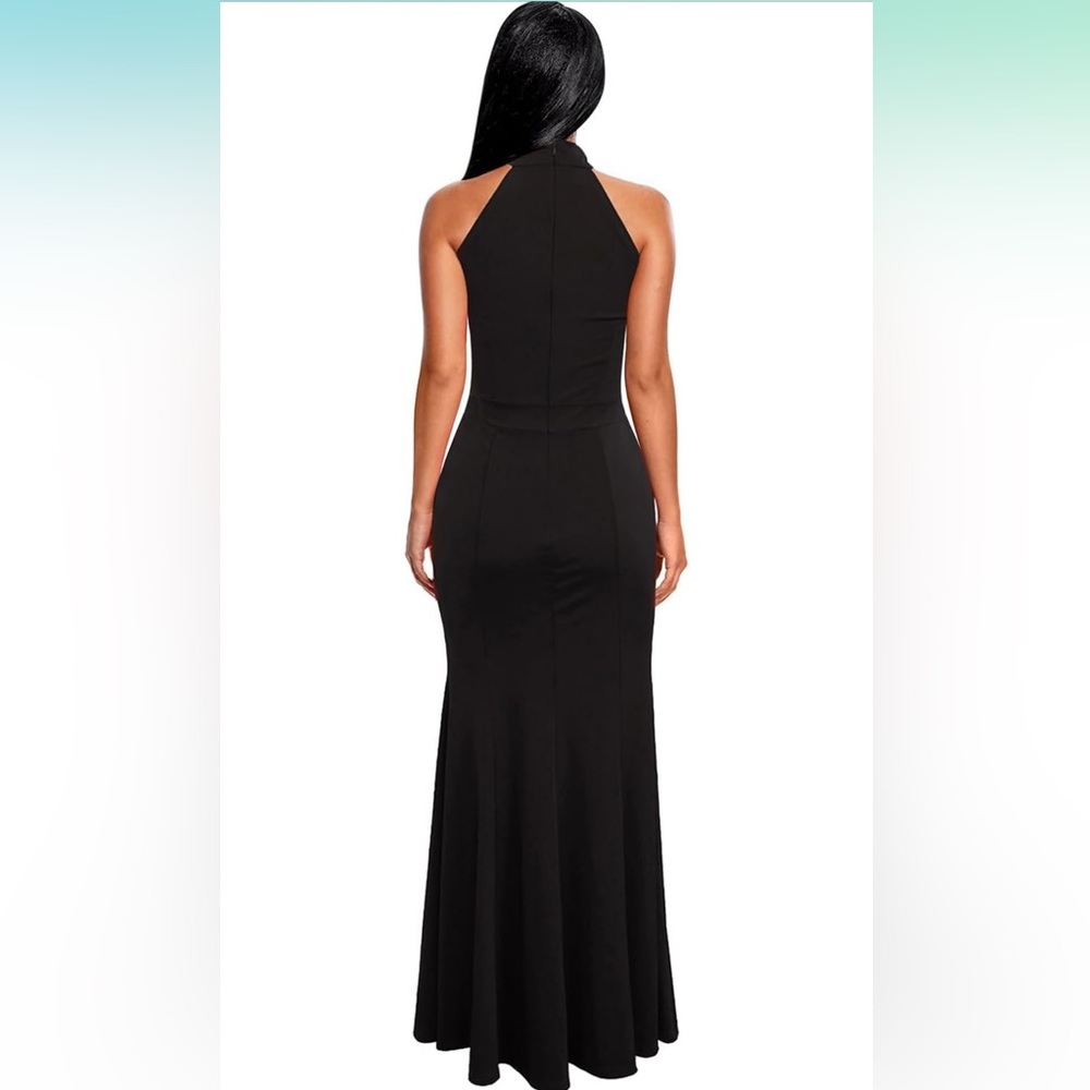 🆕Women's Elegant Halter Neck Sleeveless Mermaid Long Evening Dress - Picture 11 of 14